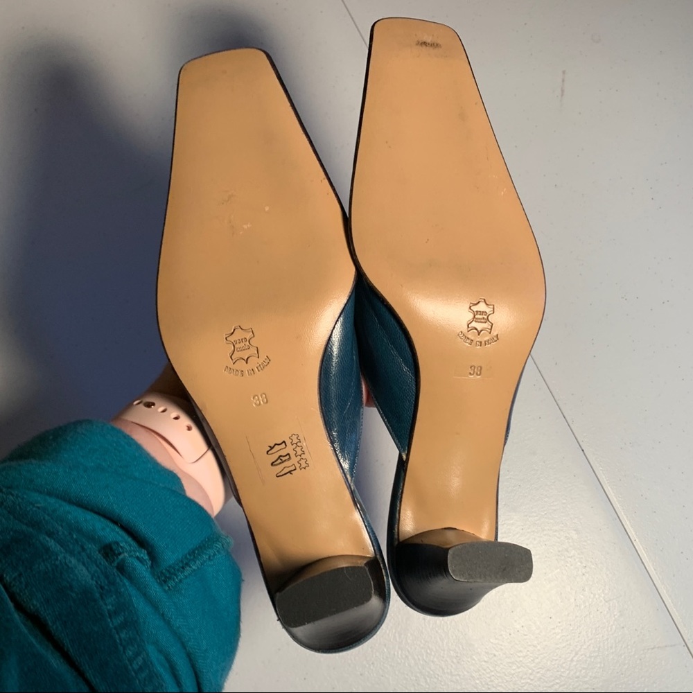 Leonardo Retro Green Leather Slides, 38 - Picture 7 of 7